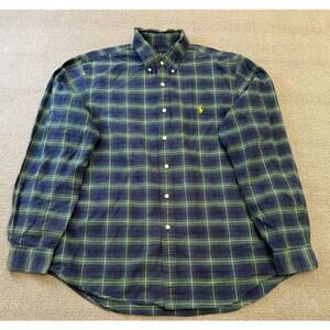 Ralph Lauren Men's XL Green Blue‎ Plaid Long Sleeve Button Shirt